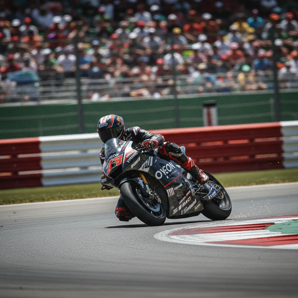 Tay đua MotoGP chạy trên đường đua ướt sũng với lốp wet